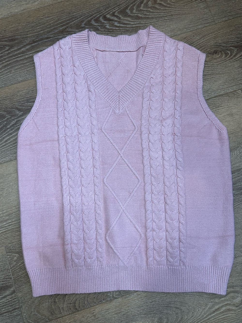 Classic Cable Knit V-Neck Sweater Vest - Light Pink 2xl - viscose blend